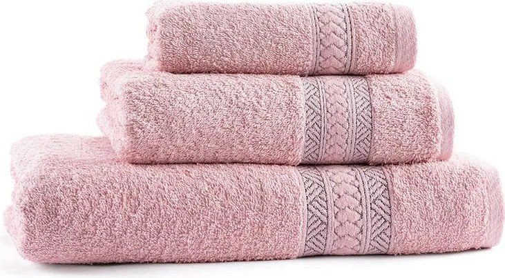 JAHU Set de prosoape şi prosop de baie frotir BERGER roz somon 3 buc