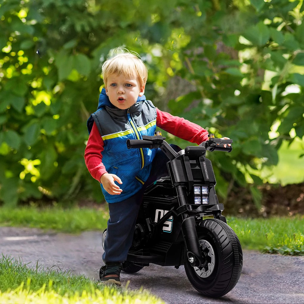 HOMCOM Motocicletă Electrică pentru Copii 3-5 Ani cu Roți de Antrenament, Baterie Reîncărcabilă, Design Sportiv, Negru | Aosom Romania