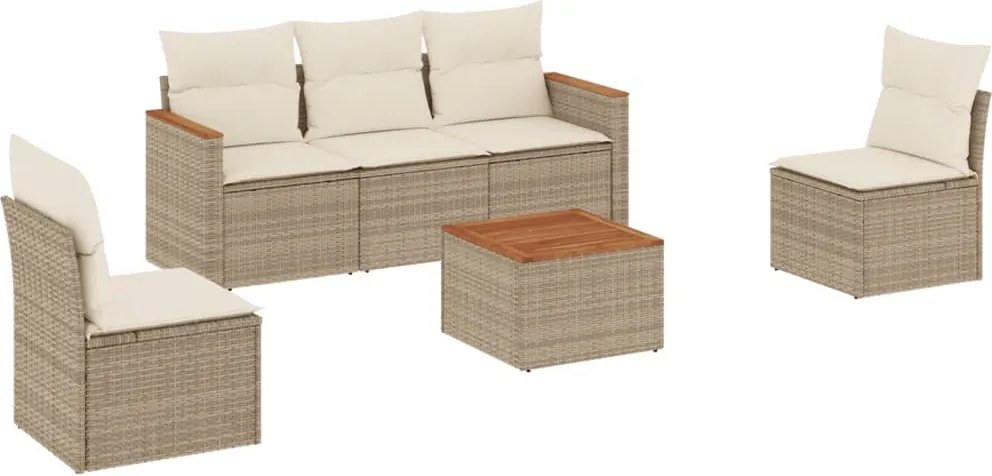 vidaXL Set canapele de grădină cu perne, 6 piese, bej, poliratan