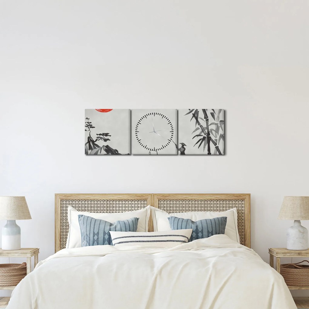 Tablou - Munții Fuji (cu ceas) (90x30 cm)