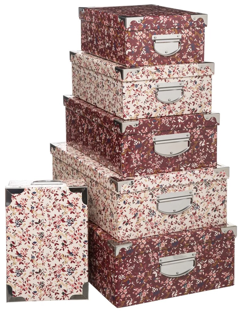 Set 6 cutii din carton de diferite dimensiuni, Roz,