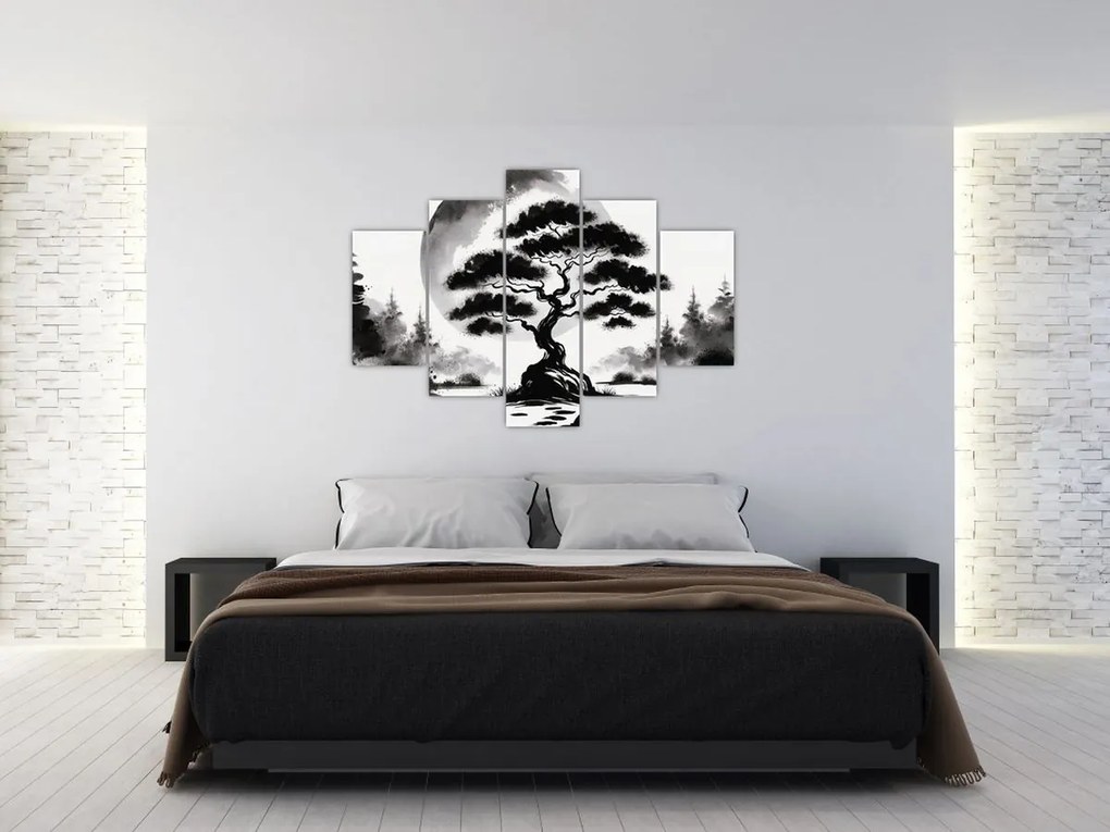 Tablou – Bonsai alb-negru (150x105 cm)