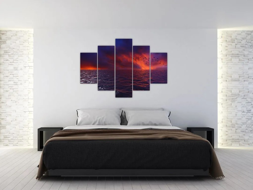 Tablou cu mare și păsări (150x105 cm)