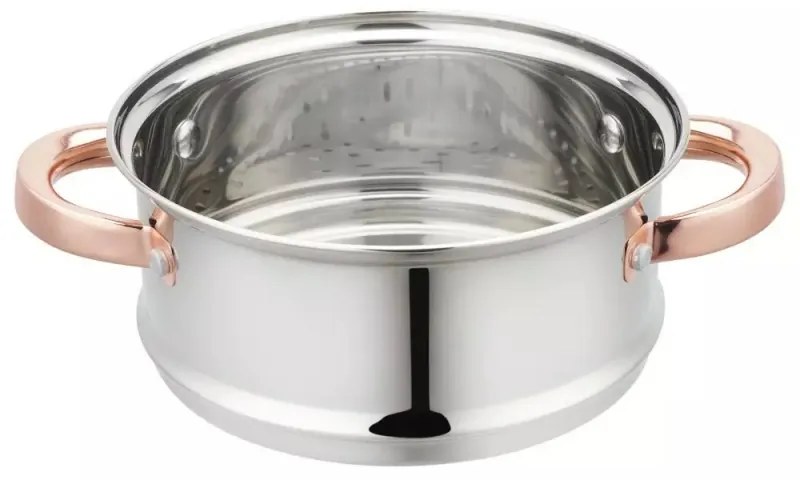 Oala pentru gatit la aburi Klausberg KB 7727, 18 cm, 2,5 L, 5 piese, Inductie, Inox/Aur roz