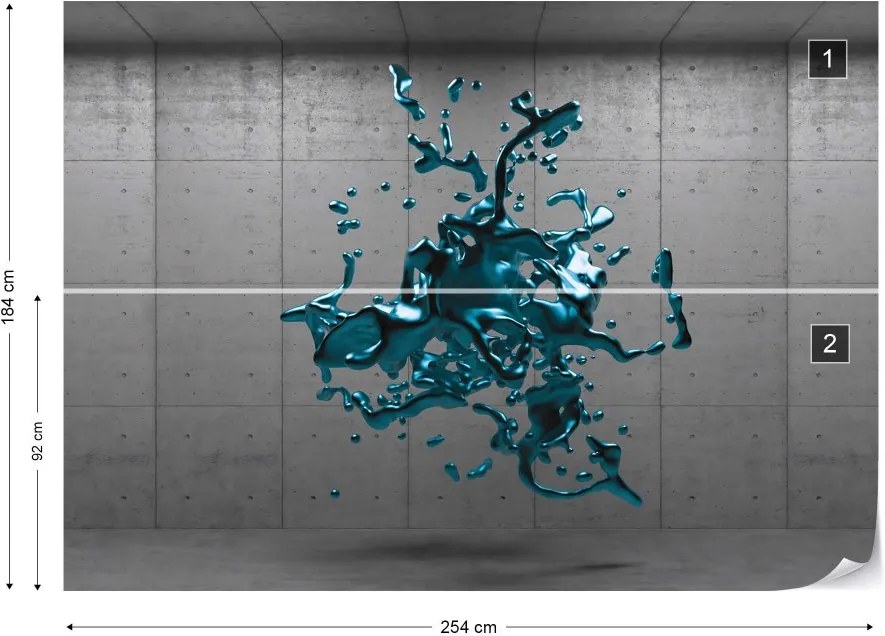 Fototapet GLIX - 3D Molten Metal Blue Concrete + adeziv GRATUIT Tapet nețesute - 254x184 cm