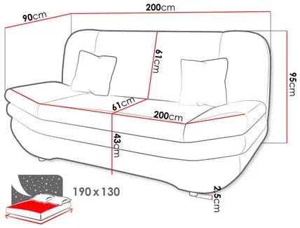 Canapea extensibilă Lehti (Gri + Negru) (cu sp. depozitare). 1105556
