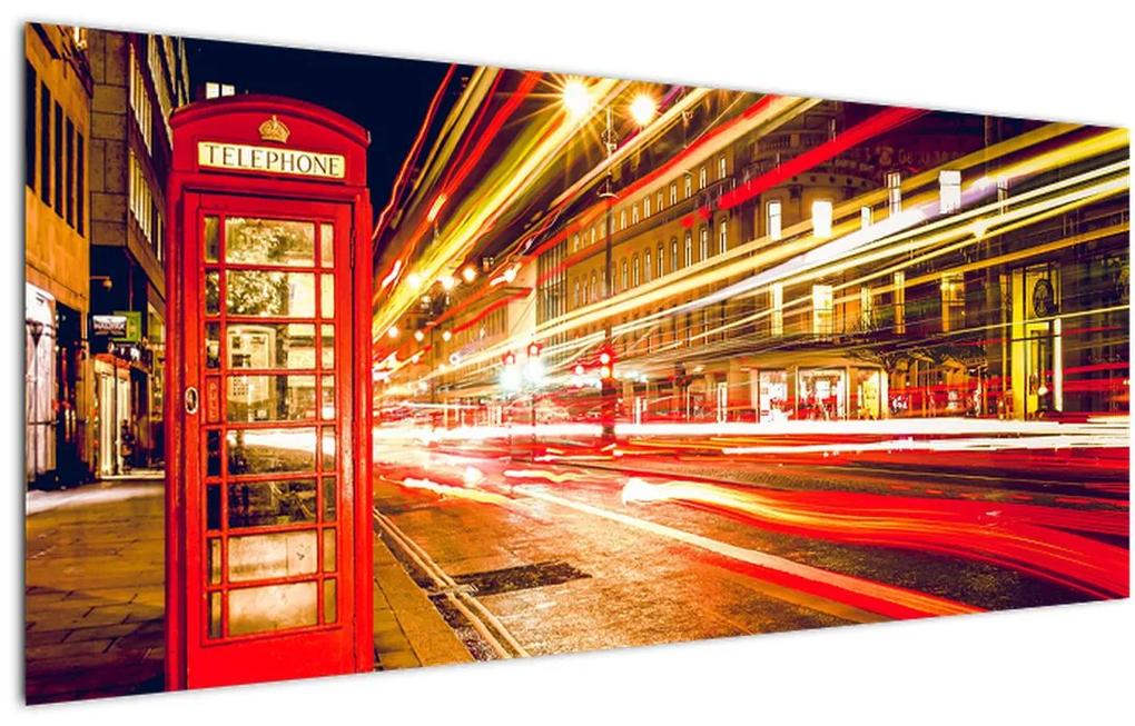 Tablou - căsuța telefonică roșie (120x50 cm), în 40 de alte dimensiuni noi