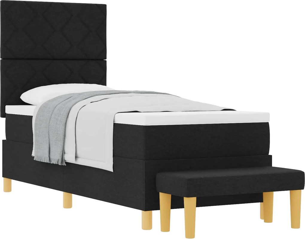 vidaXL Pat cu arcuri cu saltea cu headboard Negru 80 x 200 cm țesătură