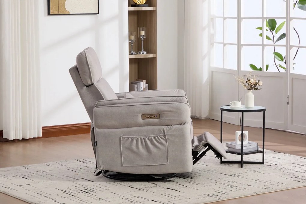 Fotoliu recliner electric dumonde cu funcție de balansare ,rotire și incarcare USB C Tavero