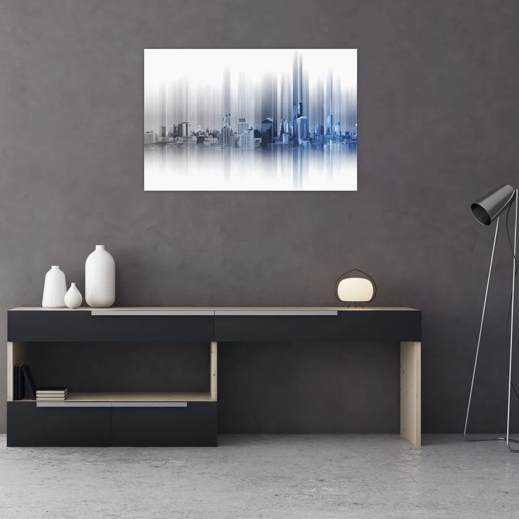 Tablou - Panorama orașului, albastru-gri (90x60 cm)