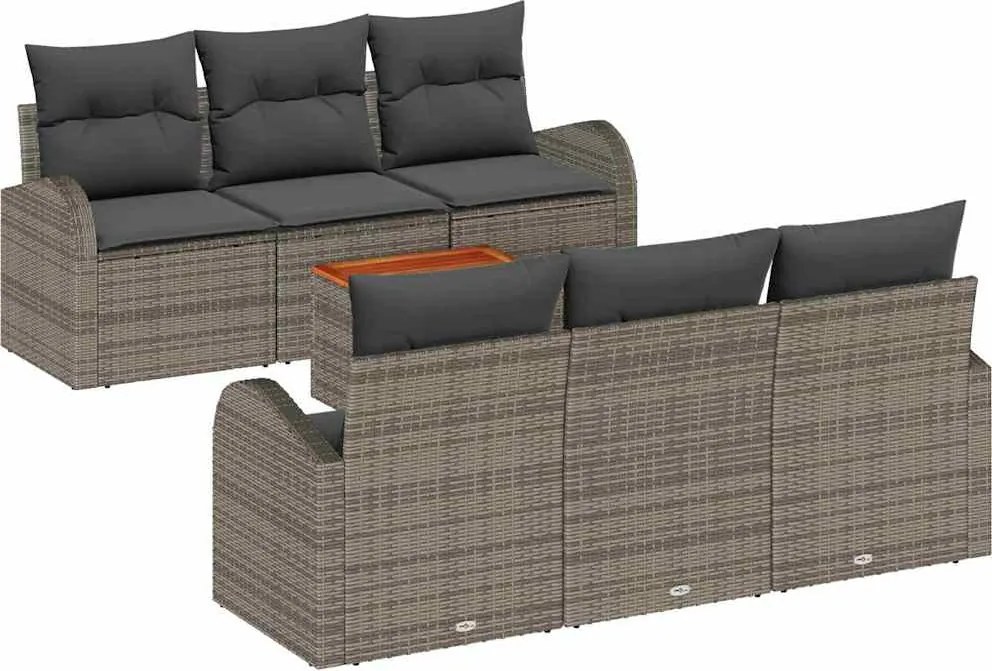 vidaXL Set de canapele pentru grădină 7 pcs Gri poliratan