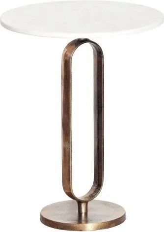 Masuta laterala din aluminiu si marmura Elegance 60cm auriu/ alb