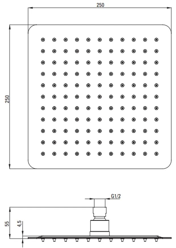 Coloana de dus cu baterie termostatata, culoare crom lucios, Deante Crom lucios