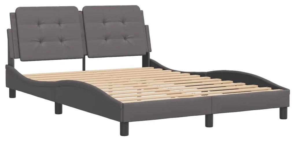 3208187 vidaXL Cadru de pat cu tăblie, gri, 140x200 cm, piele ecologică