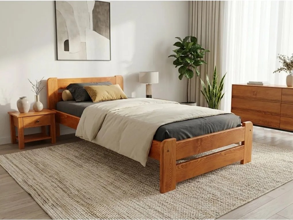 Pat de o persoana Laura 80x200, arin Saltele: Cu saltele Sommera 18 cm, Somiera pat: Cu lamele drepte