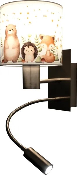 Brilagi - Lampă LED flexibilă BOBO 1xE27/25W/230V + LED/3W, crom mat/alb/cu motive animale