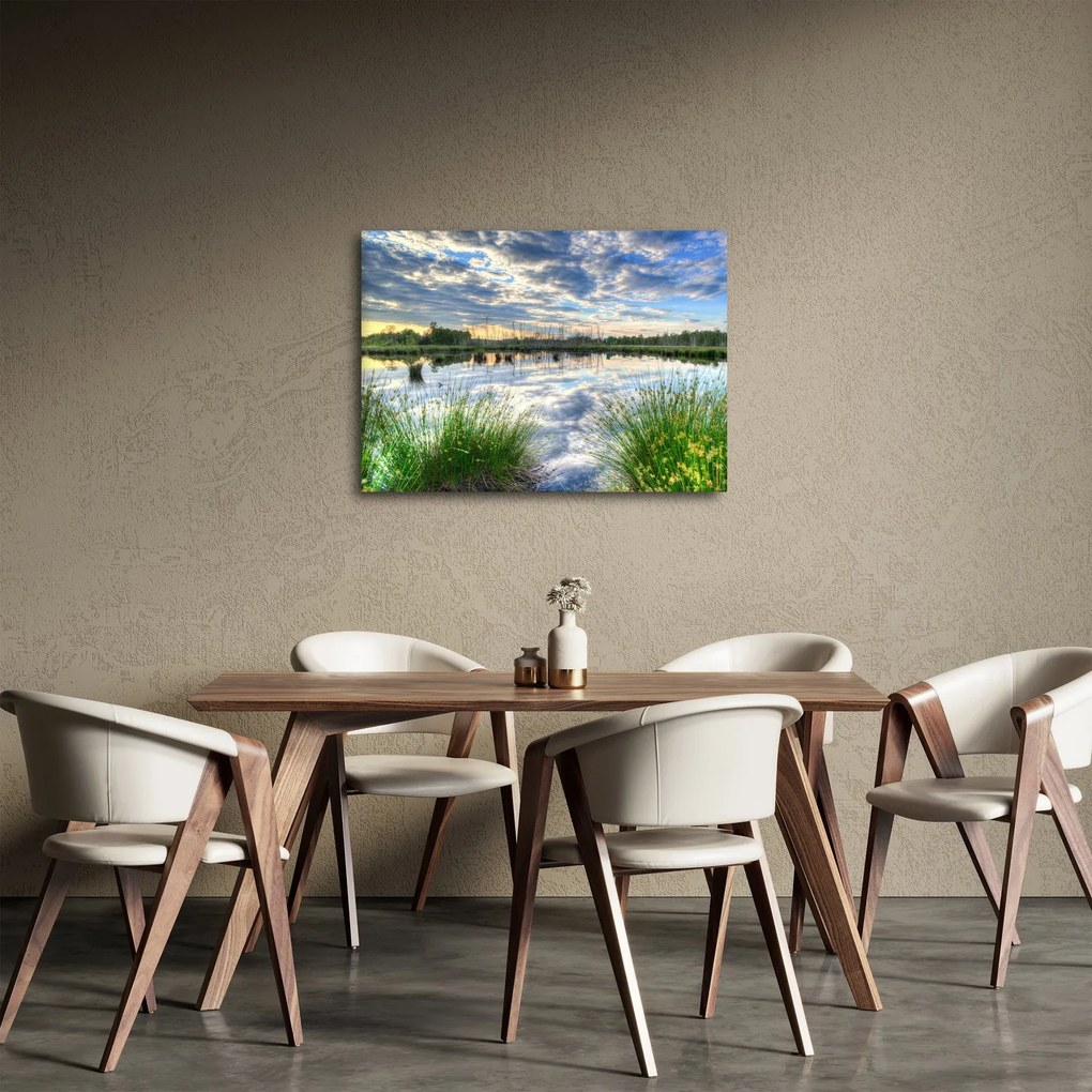 Tablou cu lac și trestie (70x50 cm)