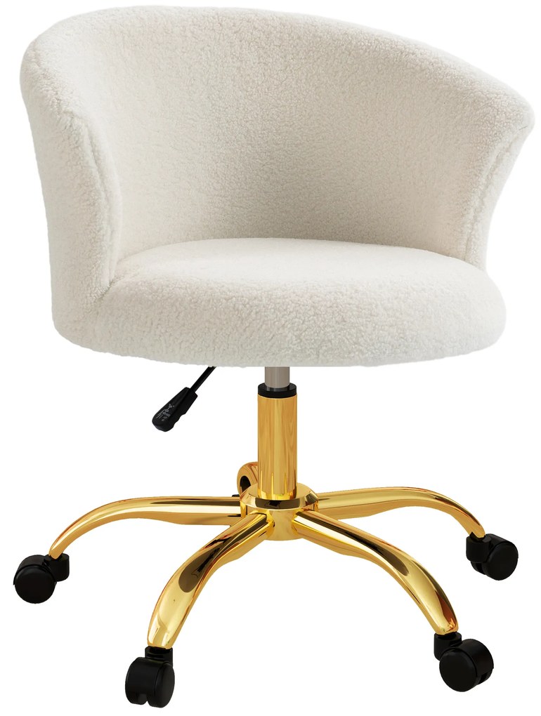 Vinsetto Scaun de birou, fotoliu de birou ergonomic reglabil în înălțime, șezut confortabil pivotant, picioare din oțel alb | Aosom Romania