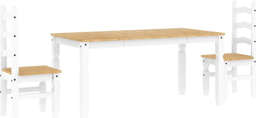 vidaXL Set de sufragerie din 3 piese Panama din lemn masiv de pin alb