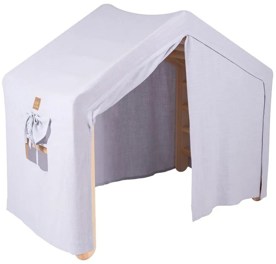 Triunghi Pikler de cățărat albastru deschis/în culoare naturală din lemn de pin 112x61x94 cm Montessori – Meowbaby