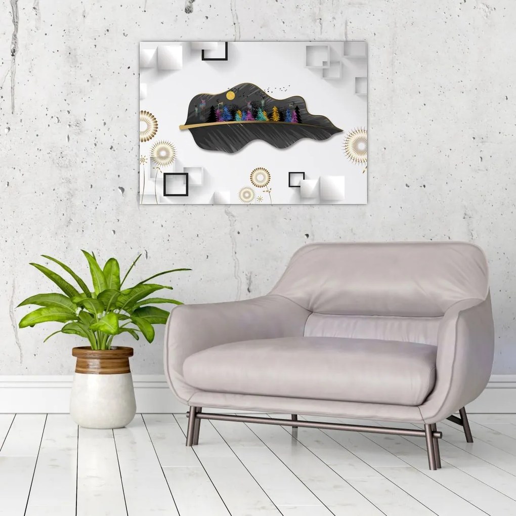 Tablou pe sticlă abstracției (70x50 cm)