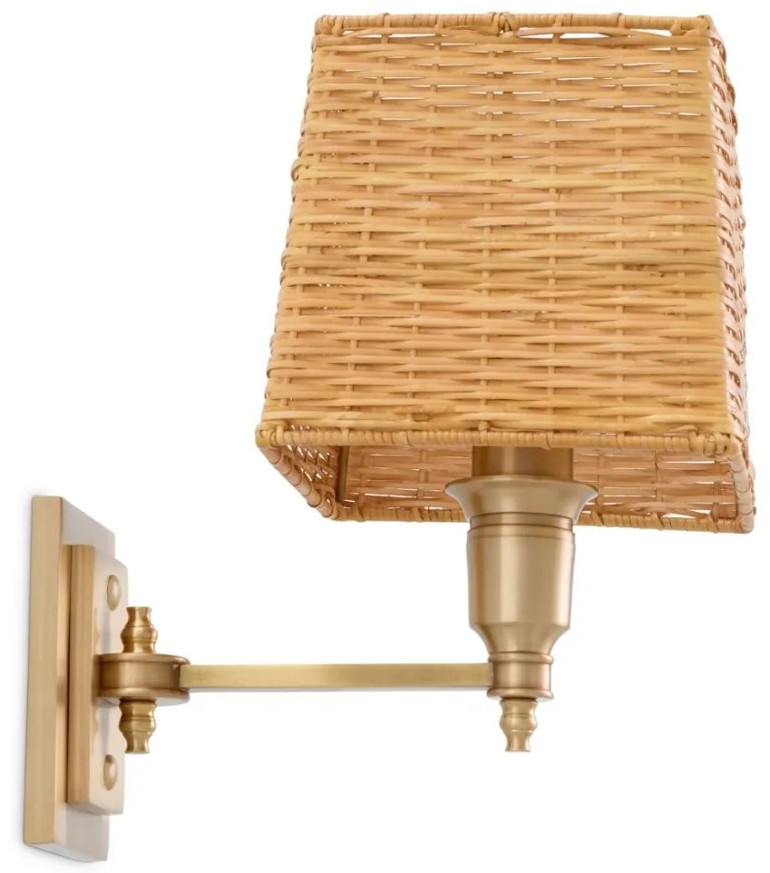 Aplica de perete LUX cu abajur din ratan Lexington alama antic