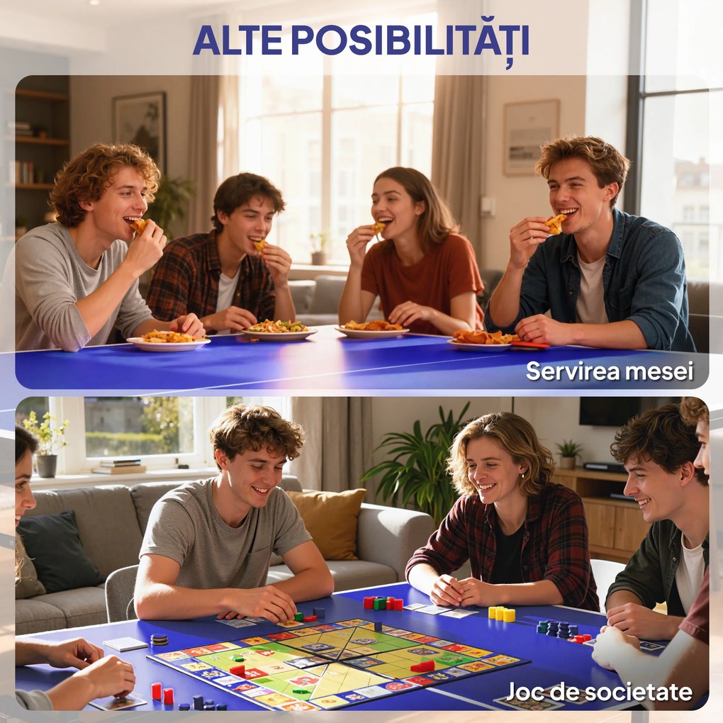 SPORTNOW Masă de Ping Pong Pliabilă cu Roți, Plasă și Palete pentru Interior | Aosom Romania