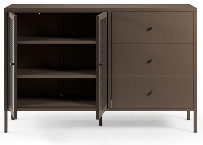 Vitrină gri din metal 140x90x40 cm Layna – Marckeric