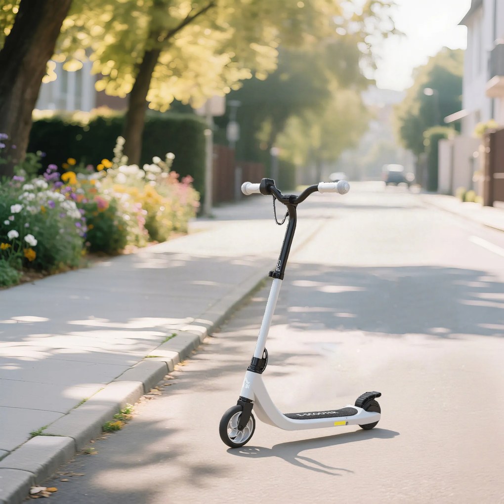 HOMCOM E-Scooter, trotinetă electrică, autonomie 6 km, de la 6 ani, cadru din oțel, negru+alb, 76 x 53 x 95cm | Aosom Romania