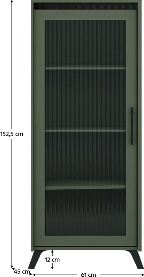 Vitrină, verde smoke/negru, LONGY REG1W