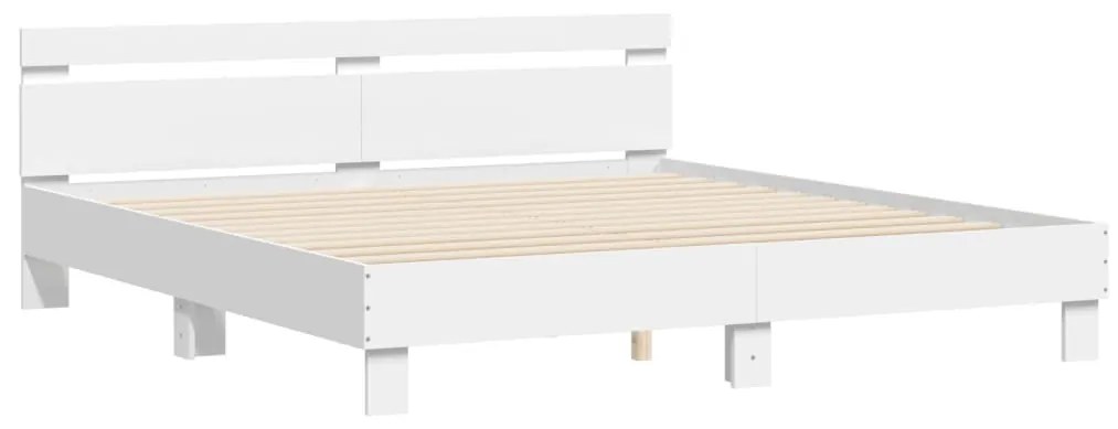 3207406 vidaXL Cadru de pat cu tăblie, alb, 160x200 cm, lemn prelucrat