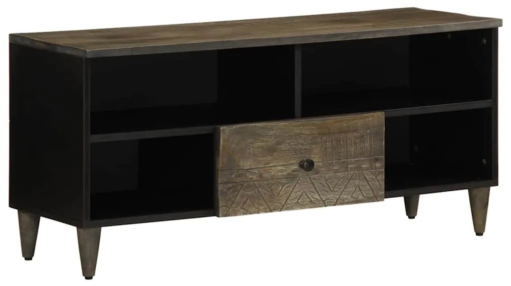 vidaXL Comodă TV, negru, 100x33x46 cm, lemn masiv de mango
