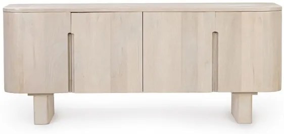 Comoda TV finisaj natural din lemn de Mango si MDF, 140x40x58 cm, Serapis Bizzotto