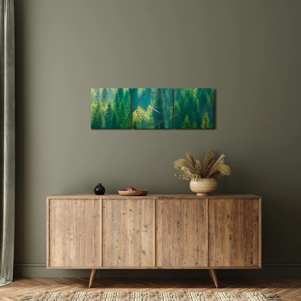 Tablou - Pădurea de brazi (cu ceas) (90x30 cm)