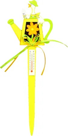 Decoratiune ghiveci cu termometru 8.5x27 cm