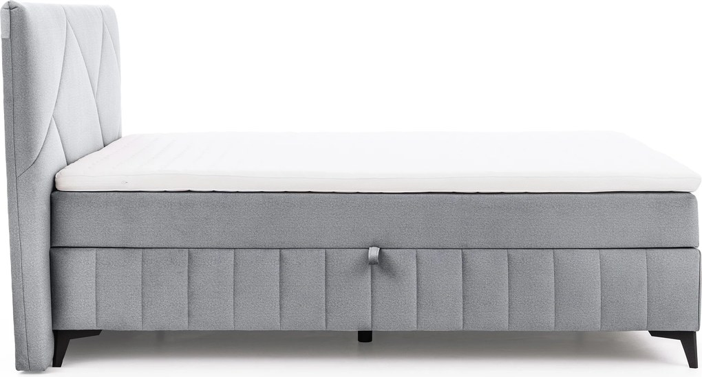 Pat boxspring Wasil 180x200 cu spațiu de depozitare - catifea cenușie hidrofobă Element 24