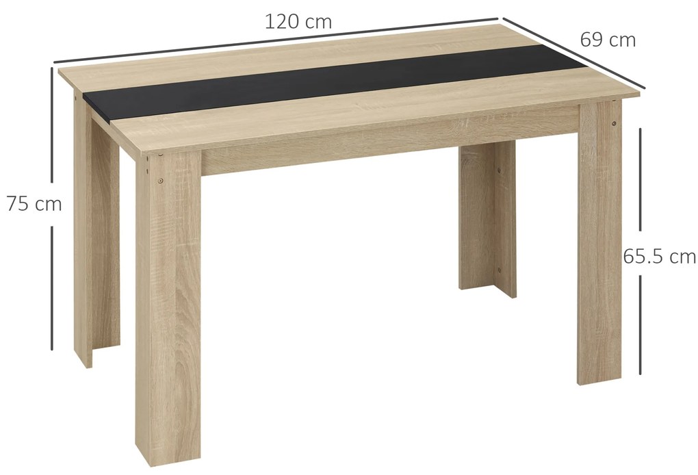 HOMCOM Masă de Dining pentru 4-6 Persoane, Masă de Bucătărie Modernă din Lemn, 120x69x75 cm, Lemn Natural | Aosom Romania