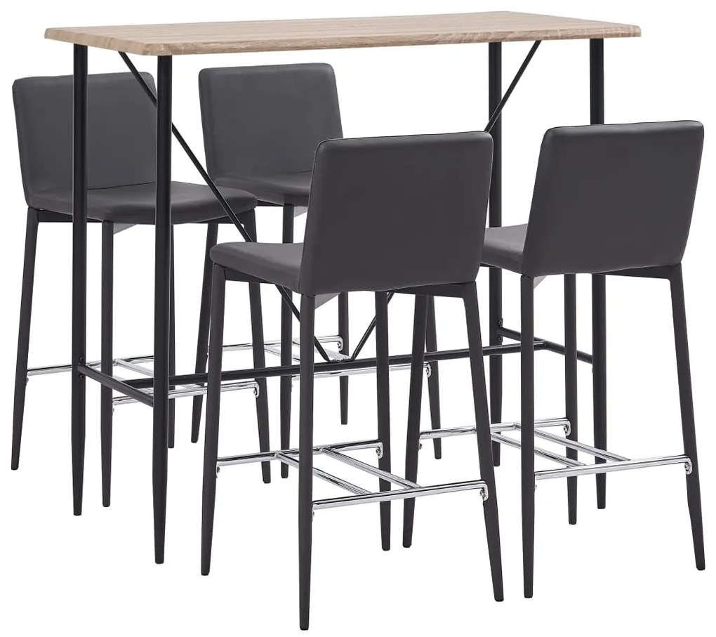 Set mobilier de bar, 5 piese, gri, piele ecologica Gri, 5