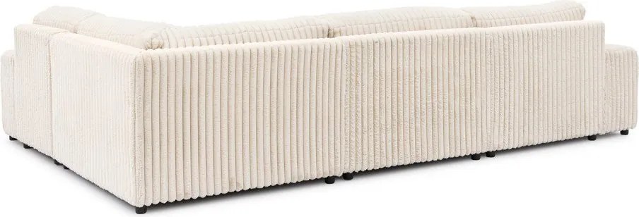 Colțar crem cu tapițerie din catifea reiată (cu colț pe partea dreaptă/în formă de "U") Justin – Ropez