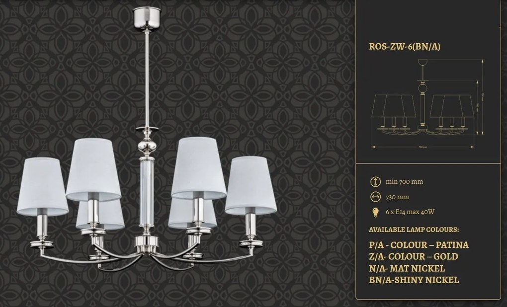 Candelabru 6 brate elegant design clasic ROSSANO