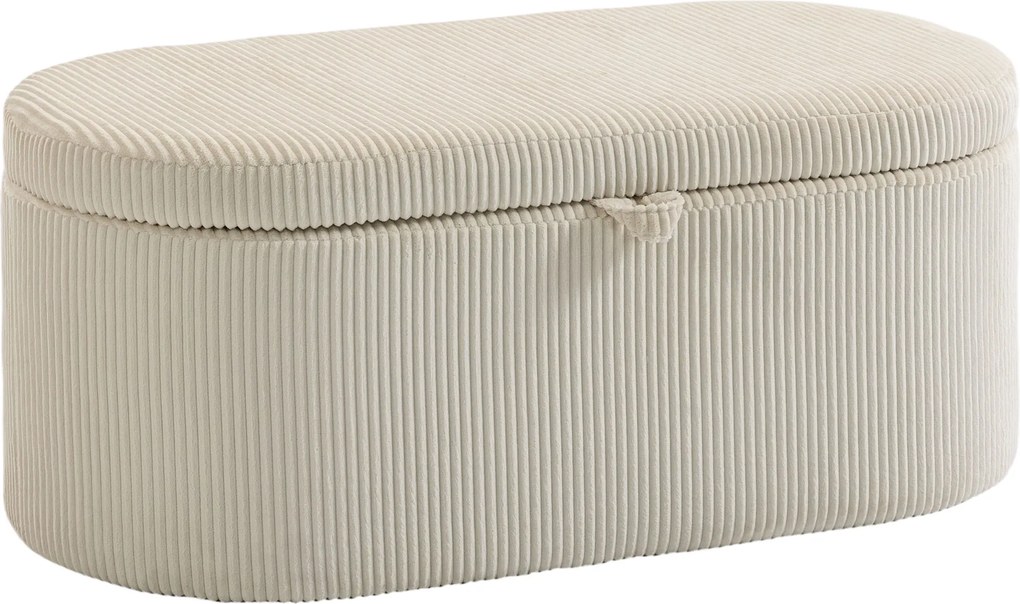 HOMCOM Ottomană de depozitare, tapițerie din cord cu șezut căptușit, bancă la capătul patului, 105 x 51 x 49 cm, Bej | Aosom Romania