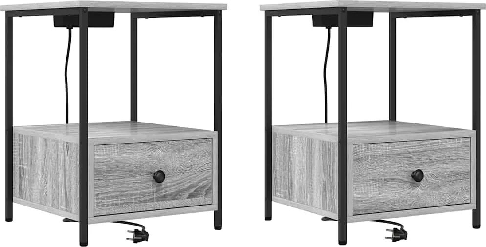 vidaXL Dulap de noapte 2 pcs Gri Sonoma 42 x 41 x 56 cm Lemn compozit