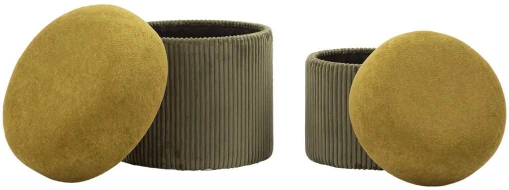 Mauro Ferretti Puff cu Depozitare Verde Set 2 Buc cm Ø 42x44-35x36 | Aosom Romania