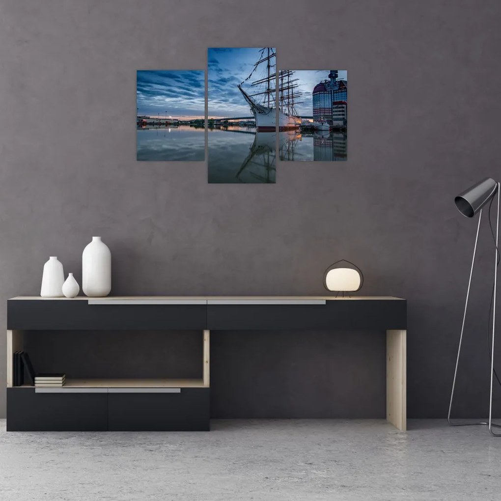 Tablou cu barcă cu pânze (90x60 cm)