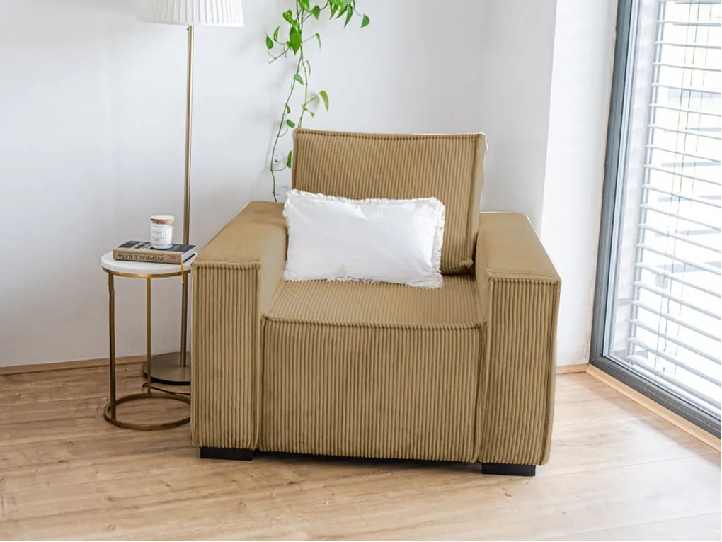 Fotoliu cu taburet SMART SET, mustariu