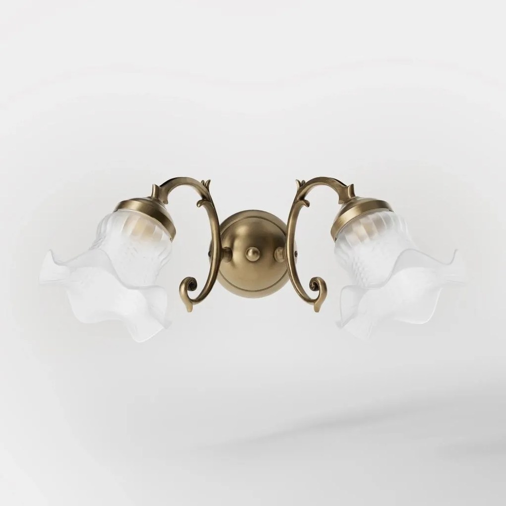 Aplica de perete stil clasic italian din alama si sticla Ricciolo