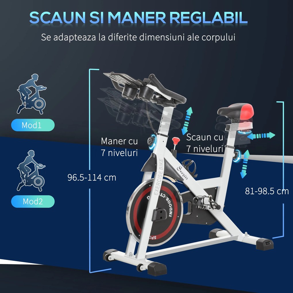 HOMCOM bicicleta spinning pentru interior, 103x 53x105-117.5cm | Aosom Romania
