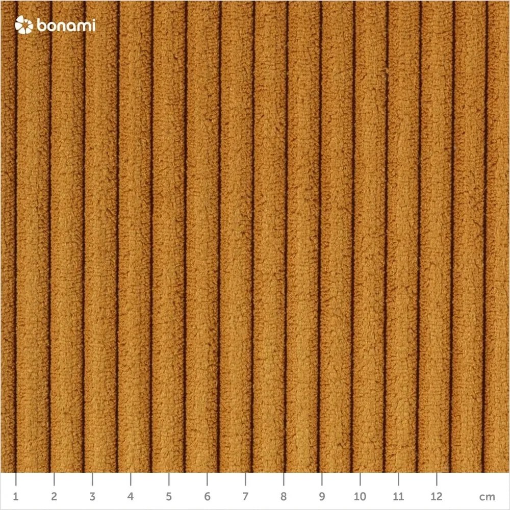 Canapea galben-muștar extensibilă cu tapițerie din catifea reiată 195 cm Nona – Makamii