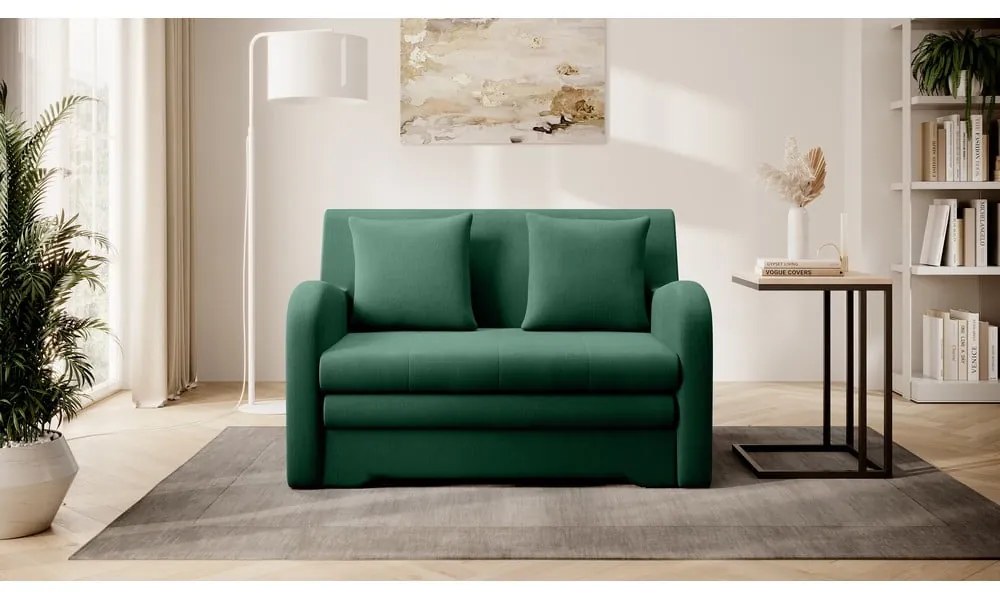 Canapea verde extensibilă cu tapițerie din catifea 130 cm Ario – ELTAP