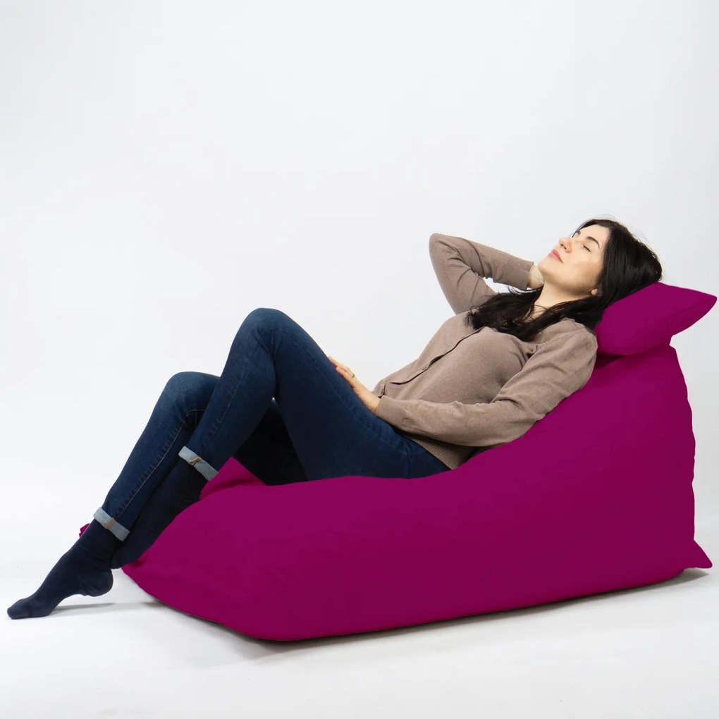 Fotoliu puf, Pufrelax Kudos, perna inclusa, material impermeabil, Magenta